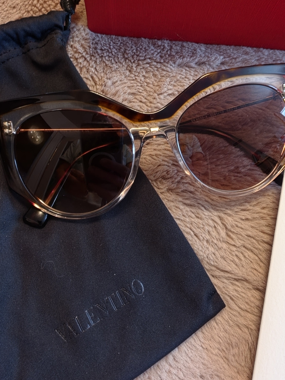 Valentino VA4033 Crystal Havana Cat Eye Sunglasses – Complete Set + Receipt